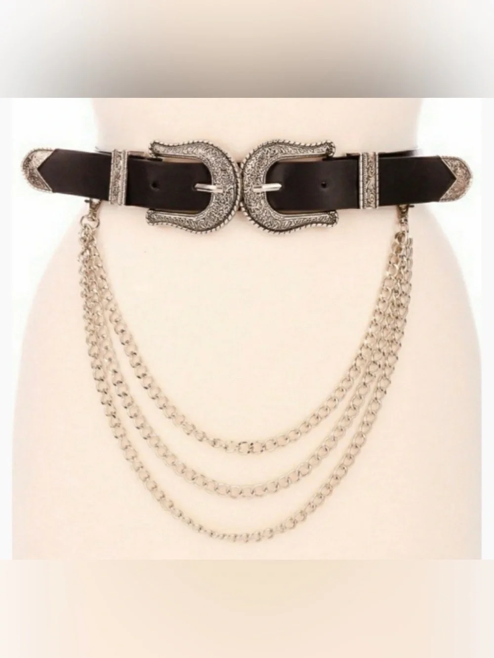 Western Double Buckle Chain Belt | Adjustable One Size